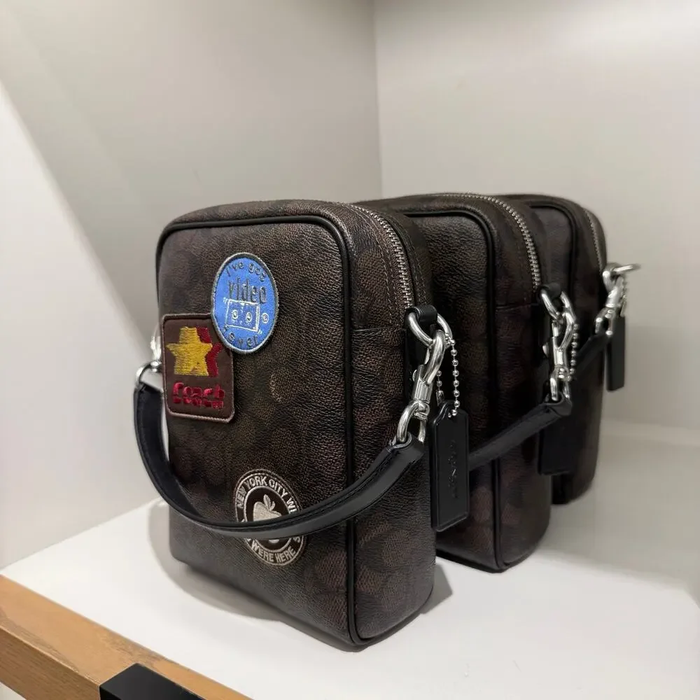 NEW‼️Coach Tristan Crossbody Bag 14 In Signature Canvas With Patches  CFR93